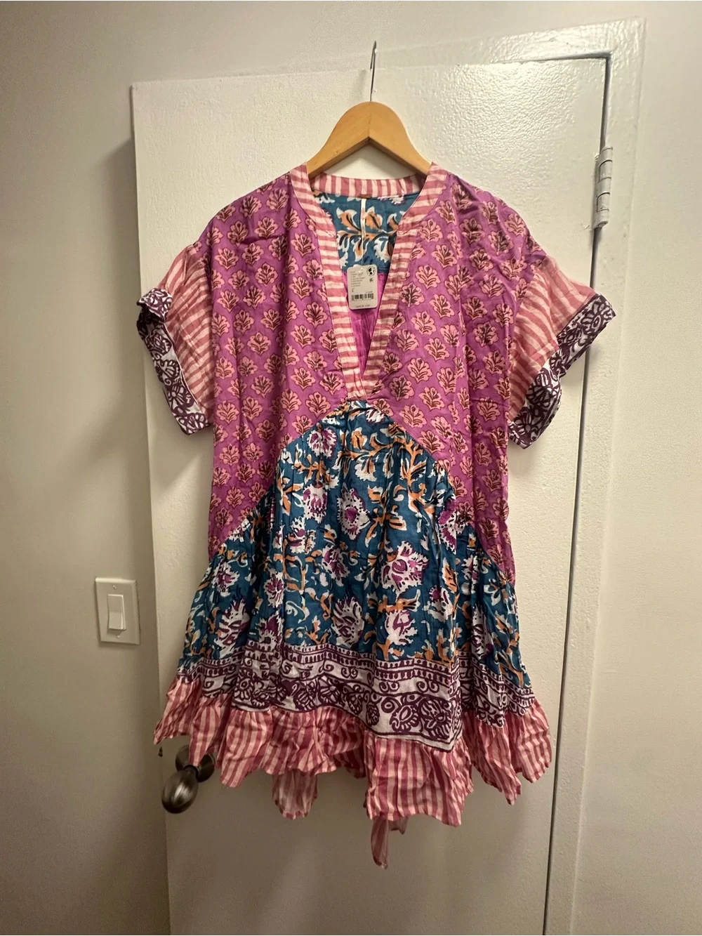 NWT Free People Agnes Pink and Teal Floral Boho Tunic